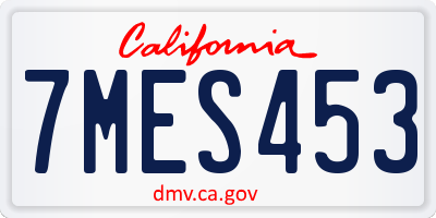 CA license plate 7MES453