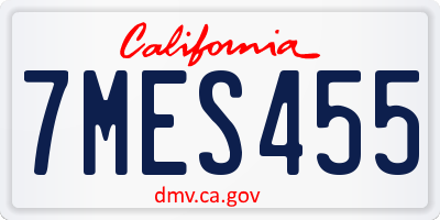 CA license plate 7MES455