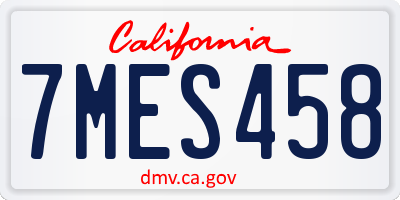 CA license plate 7MES458
