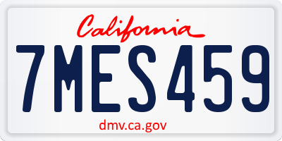 CA license plate 7MES459