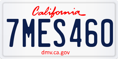 CA license plate 7MES460