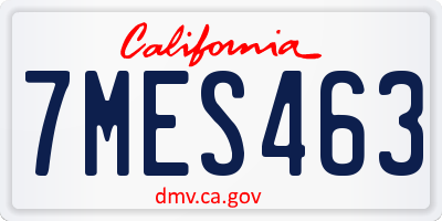 CA license plate 7MES463