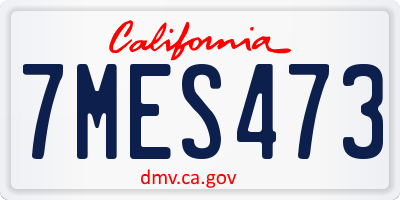CA license plate 7MES473