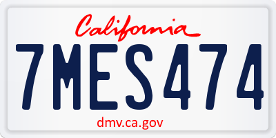 CA license plate 7MES474