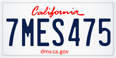 CA license plate 7MES475