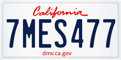 CA license plate 7MES477