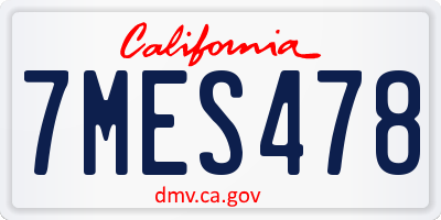 CA license plate 7MES478