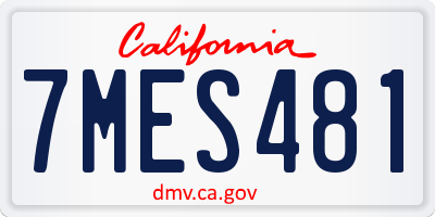 CA license plate 7MES481