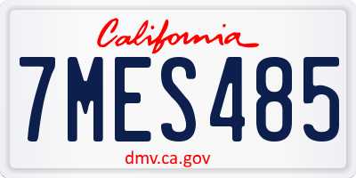 CA license plate 7MES485