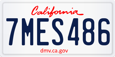 CA license plate 7MES486