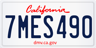 CA license plate 7MES490