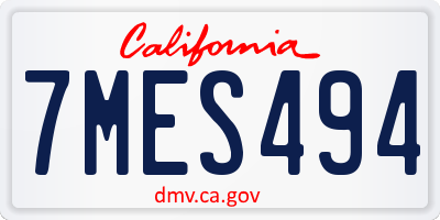 CA license plate 7MES494