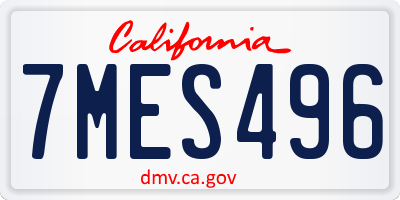 CA license plate 7MES496