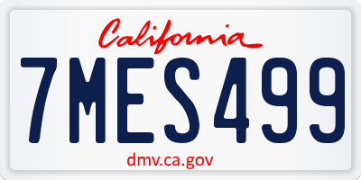 CA license plate 7MES499