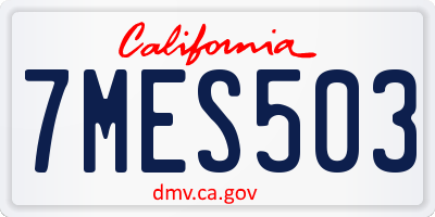 CA license plate 7MES503