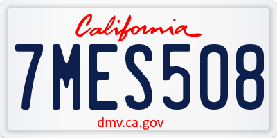 CA license plate 7MES508