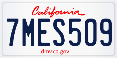 CA license plate 7MES509
