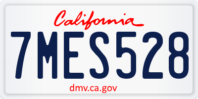 CA license plate 7MES528