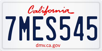 CA license plate 7MES545