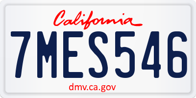 CA license plate 7MES546