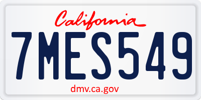 CA license plate 7MES549