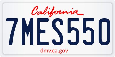 CA license plate 7MES550