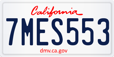 CA license plate 7MES553