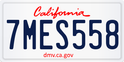CA license plate 7MES558