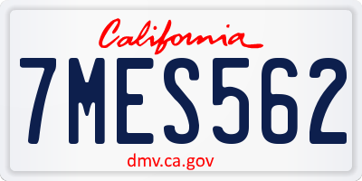 CA license plate 7MES562