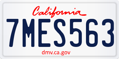 CA license plate 7MES563