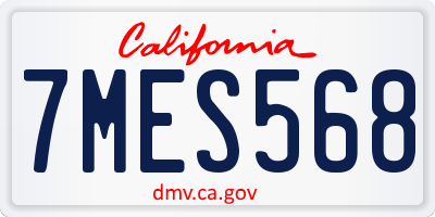 CA license plate 7MES568