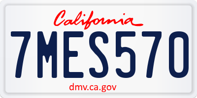 CA license plate 7MES570