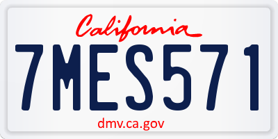 CA license plate 7MES571