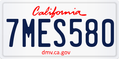 CA license plate 7MES580