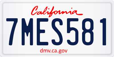 CA license plate 7MES581