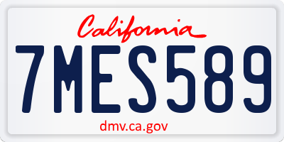 CA license plate 7MES589