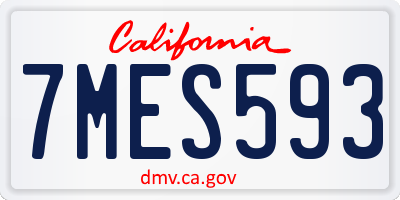 CA license plate 7MES593