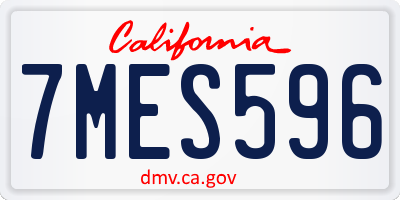 CA license plate 7MES596