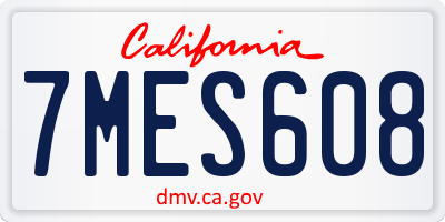 CA license plate 7MES608