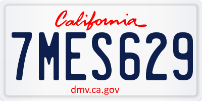 CA license plate 7MES629