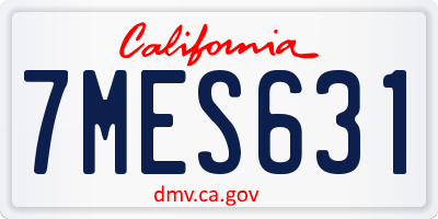 CA license plate 7MES631