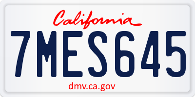 CA license plate 7MES645
