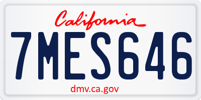 CA license plate 7MES646
