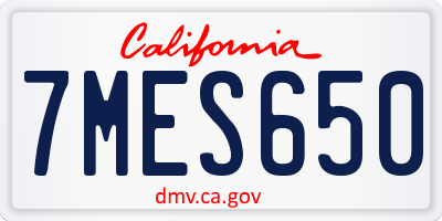 CA license plate 7MES650