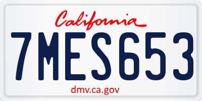 CA license plate 7MES653