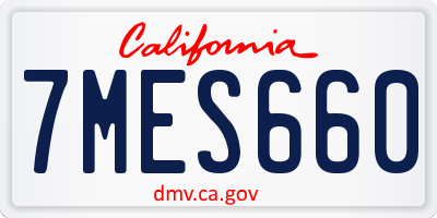 CA license plate 7MES660