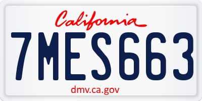 CA license plate 7MES663
