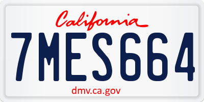 CA license plate 7MES664