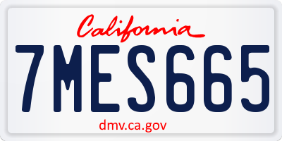 CA license plate 7MES665