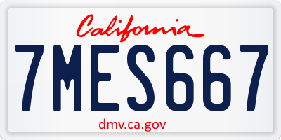 CA license plate 7MES667